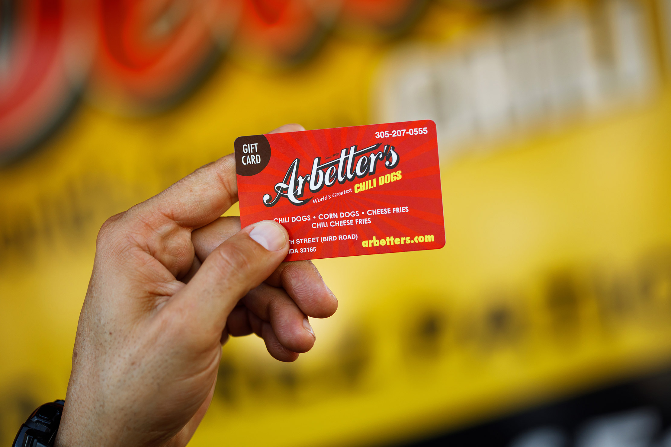 Gift card product shot at Miami's Arbetter's